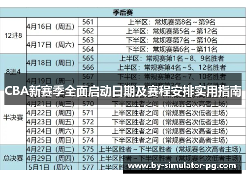 CBA新赛季全面启动日期及赛程安排实用指南